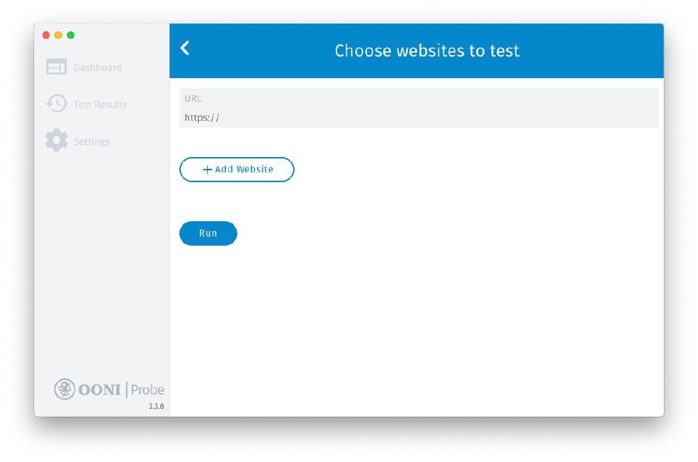 Choose websites screen