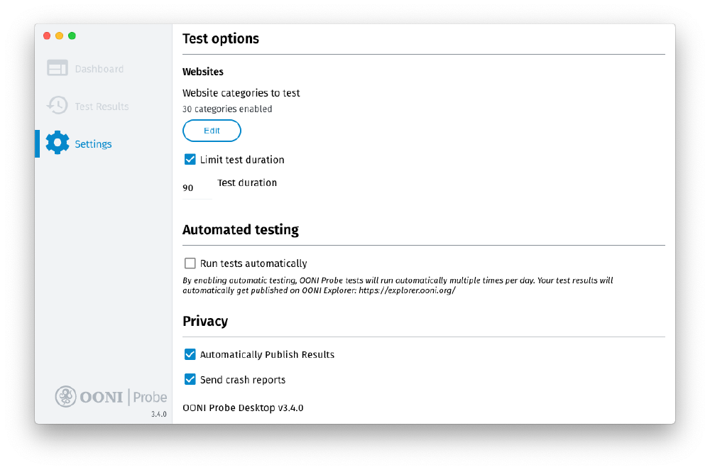 Automated testing disabled