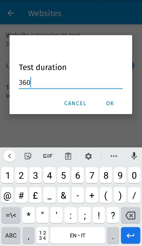 Test duration custom seconds