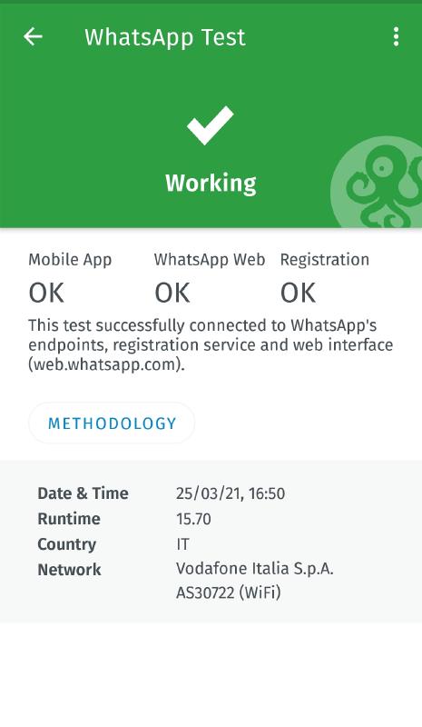 WhatsApp test result