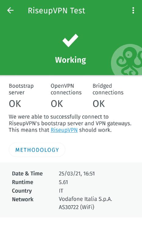 RiseUp VPN test results